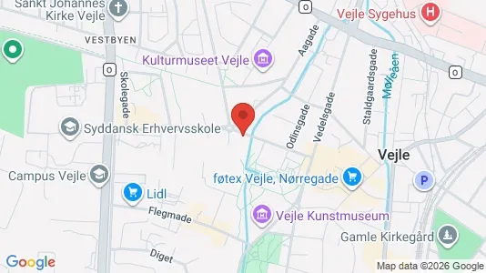 Lejligheder til salg i Vejle Centrum - kort over placeringen