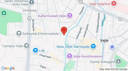 Lejligheder til salg i Vejle Centrum - kort over placeringen