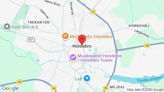 Lejligheder til salg i Holstebro - kort over placeringen