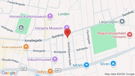 Lejligheder til salg i Horsens - kort over placeringen