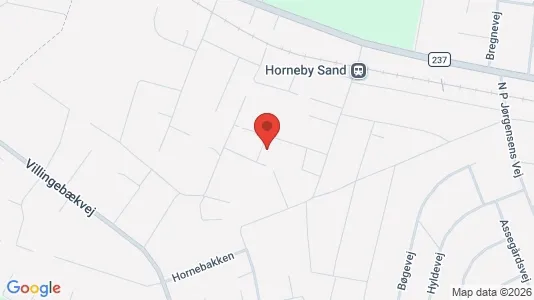 Lejligheder til salg i Hornbæk - kort over placeringen