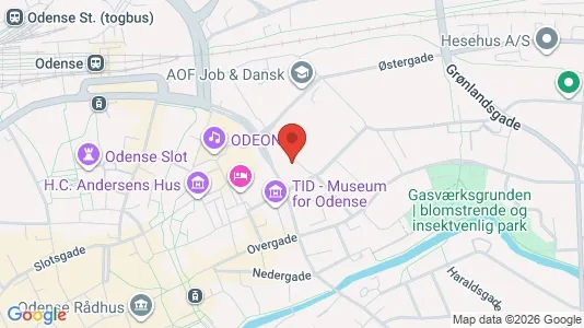 Lejligheder til salg i Odense C - kort over placeringen