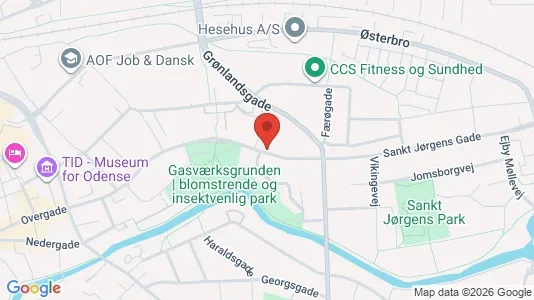 Lejligheder til salg i Odense C - kort over placeringen