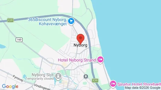 Lejligheder til salg i Nyborg - kort over placeringen