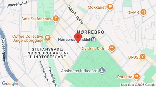 Lejligheder til salg i Nørrebro - kort over placeringen