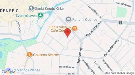 Lejligheder til salg i Odense C - kort over placeringen