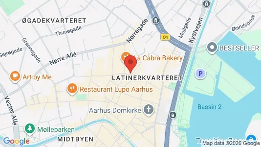 Lejligheder til salg i Århus C - kort over placeringen