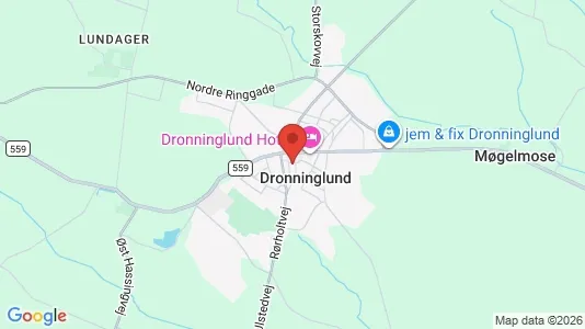 Lejligheder til salg i Dronninglund - kort over placeringen