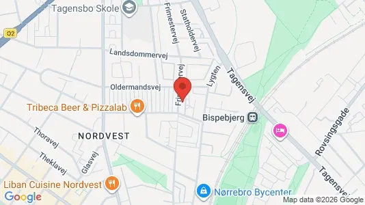 Lejligheder til salg i København NV - kort over placeringen
