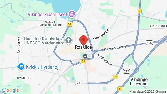 Lejligheder til salg i Roskilde - kort over placeringen