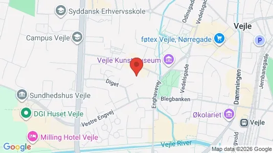 Lejligheder til salg i Vejle Centrum - kort over placeringen