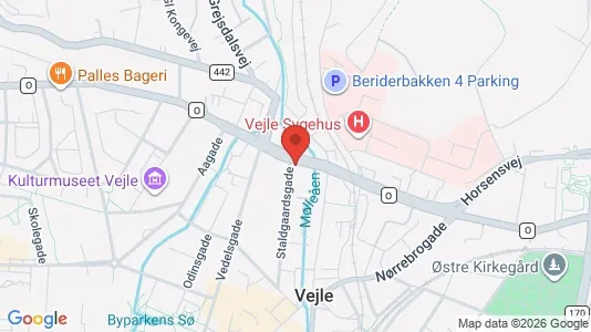 Lejligheder til salg i Vejle Centrum - kort over placeringen