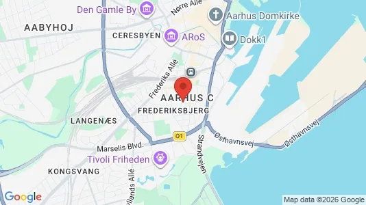 Lejligheder til salg i Århus C - kort over placeringen