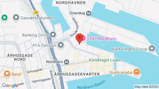 Lejligheder til salg i Nordhavn - kort over placeringen
