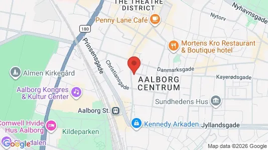 Lejligheder til salg i Aalborg Centrum - kort over placeringen