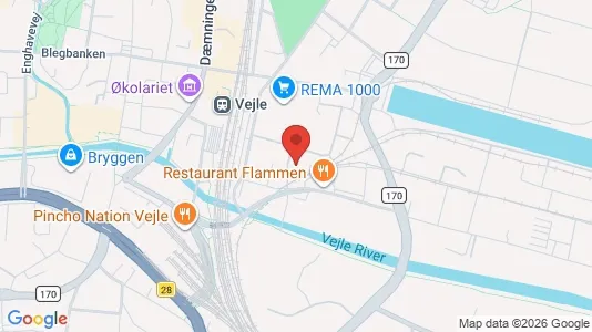 Lejligheder til salg i Vejle Centrum - kort over placeringen