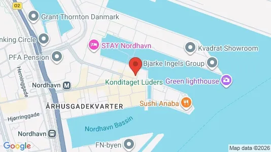 Lejligheder til salg i Nordhavn - kort over placeringen