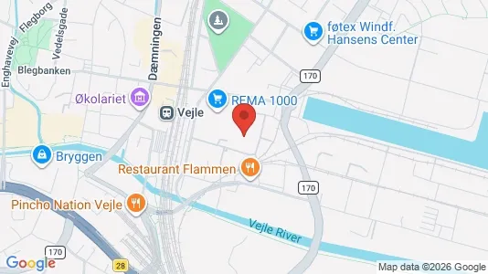 Lejligheder til salg i Vejle Centrum - kort over placeringen