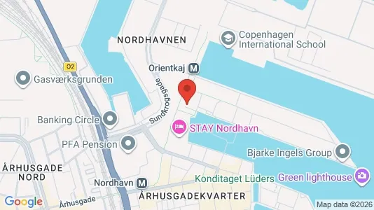 Lejligheder til salg i Nordhavn - kort over placeringen