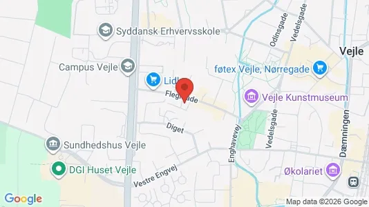 Lejligheder til salg i Vejle Centrum - kort over placeringen