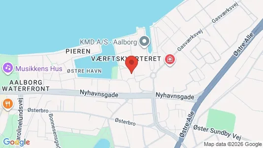 Lejligheder til salg i Aalborg Centrum - kort over placeringen