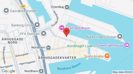 Lejligheder til salg i Nordhavn - kort over placeringen