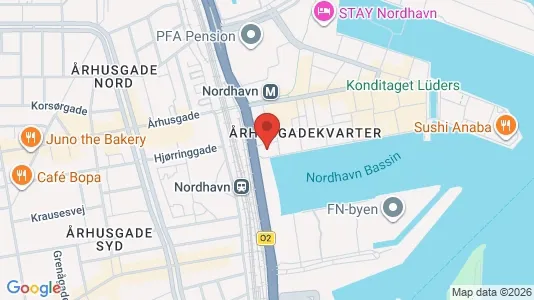 Lejligheder til salg i Nordhavn - kort over placeringen