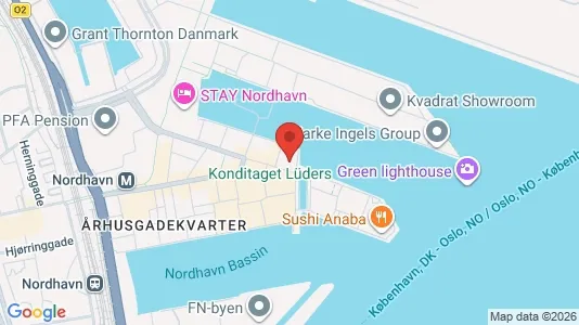 Lejligheder til salg i Nordhavn - kort over placeringen