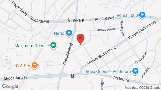 Lejligheder til salg i Odense C - kort over placeringen
