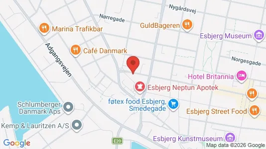Lejligheder til salg i Esbjerg Centrum - kort over placeringen