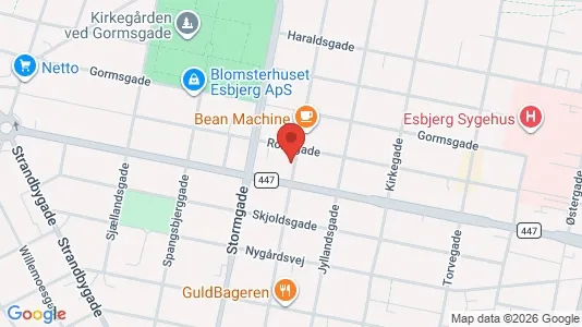 Lejligheder til salg i Esbjerg Centrum - kort over placeringen