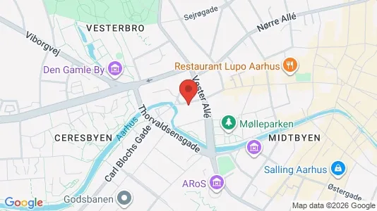 Lejligheder til salg i Århus C - kort over placeringen