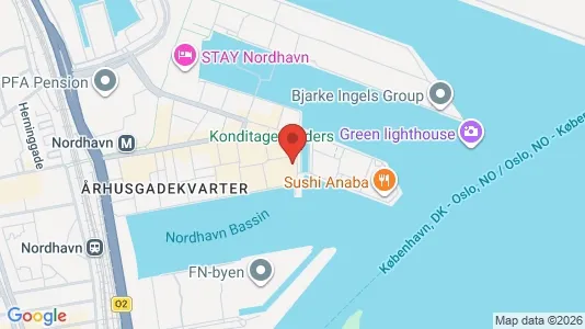 Lejligheder til salg i Nordhavn - kort over placeringen