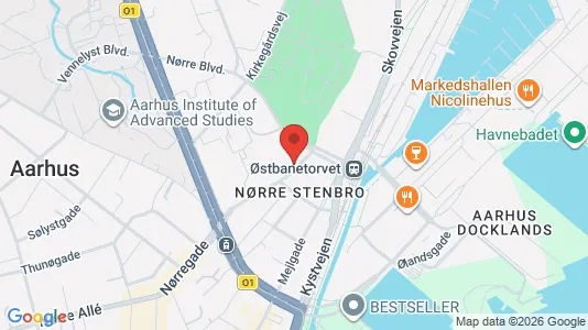 Lejligheder til salg i Århus C - kort over placeringen