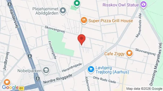 Lejligheder til salg i Århus N - kort over placeringen
