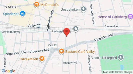 Lejligheder til salg i Valby - kort over placeringen