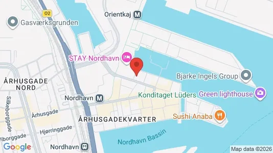 Lejligheder til salg i Nordhavn - kort over placeringen