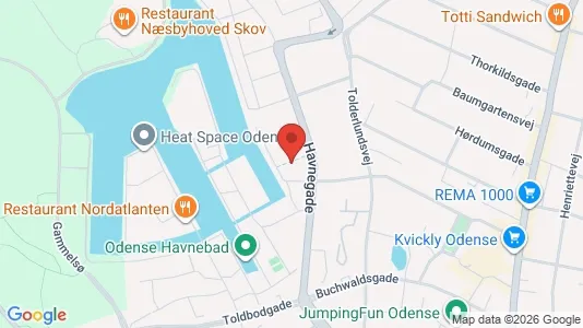 Lejligheder til salg i Odense C - kort over placeringen