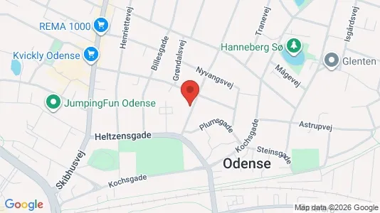 Lejligheder til salg i Odense C - kort over placeringen