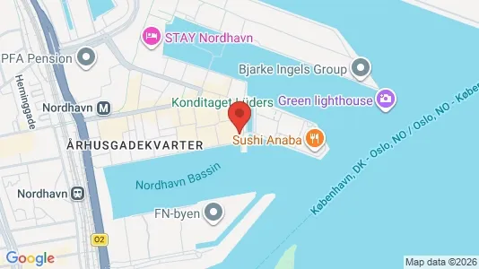 Lejligheder til salg i Nordhavn - kort over placeringen