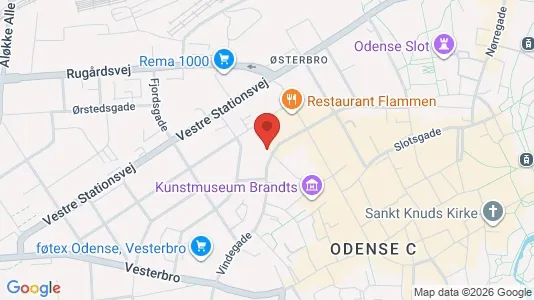 Lejligheder til salg i Odense C - kort over placeringen