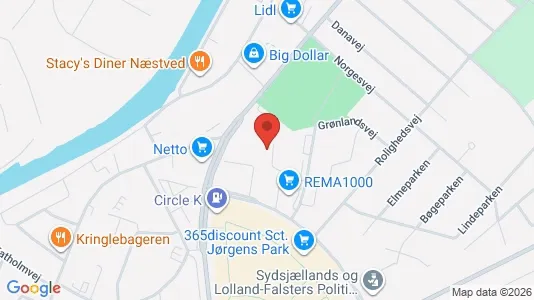 Lejligheder til salg i Næstved - kort over placeringen