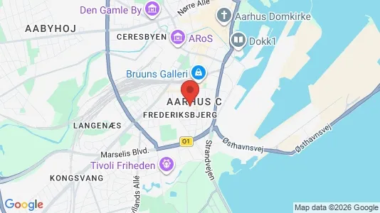 Lejligheder til salg i Århus C - kort over placeringen