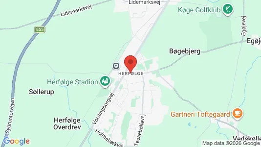Lejligheder til salg i Herfølge - kort over placeringen